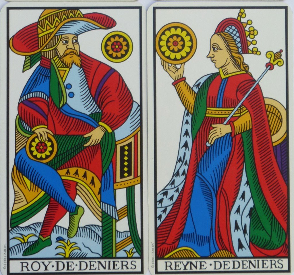 Le Roy et la Reyne de Deniers du tarot de Marseille